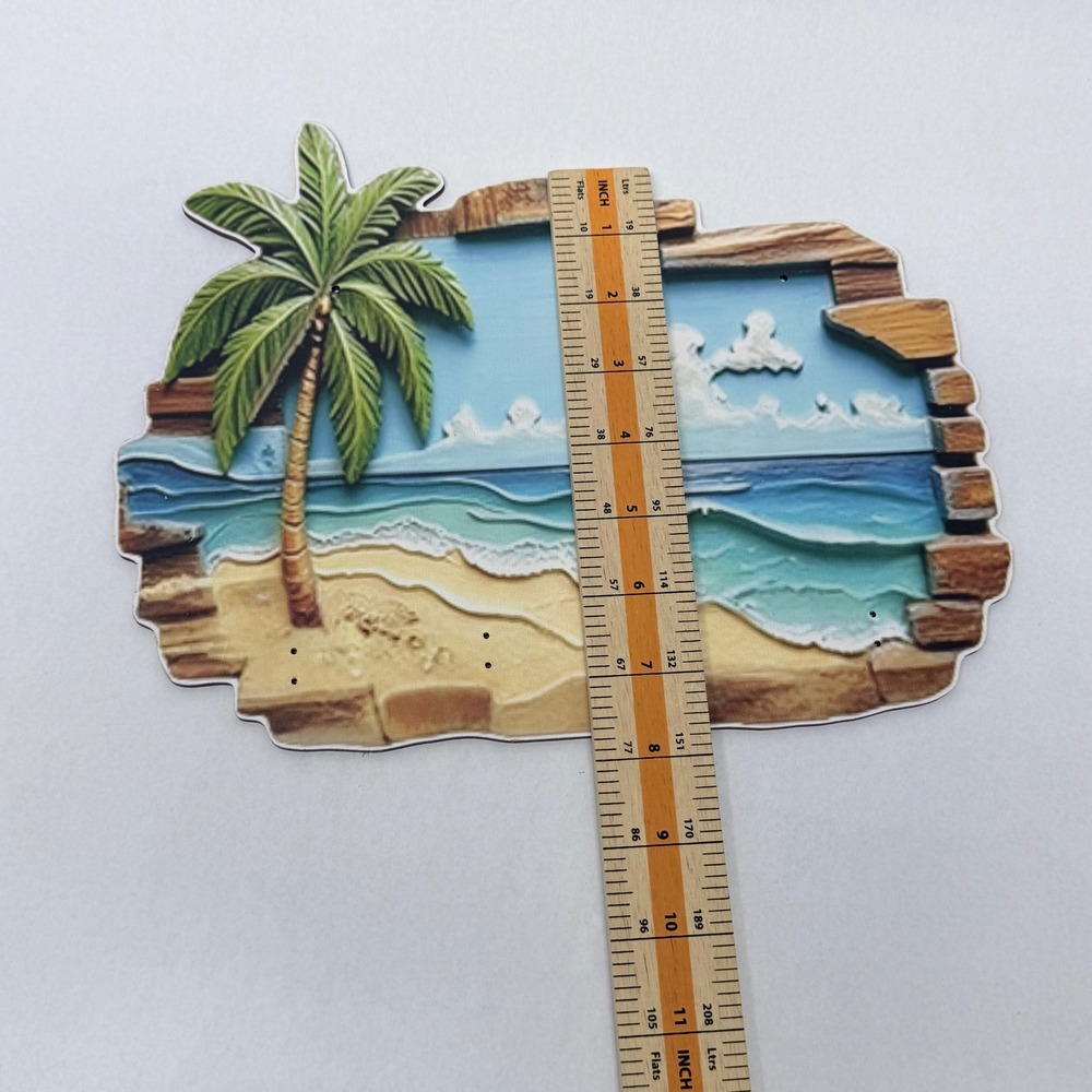 Coastal Beach Wall Decor Set Surfboards Oars Tropical Palm Tree 11 Piece Bundle - Picture 9 of 11
